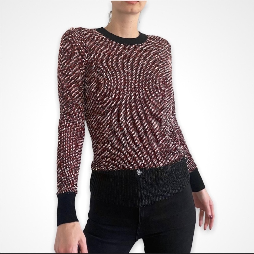 Alexander Wang Knit Red/White/Black Crew Neck Sweater Size Medium